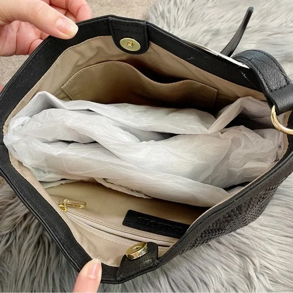 New Talbots Woven Convertible Shoulder Crossbody Bag in Black - Picture 4 of 9